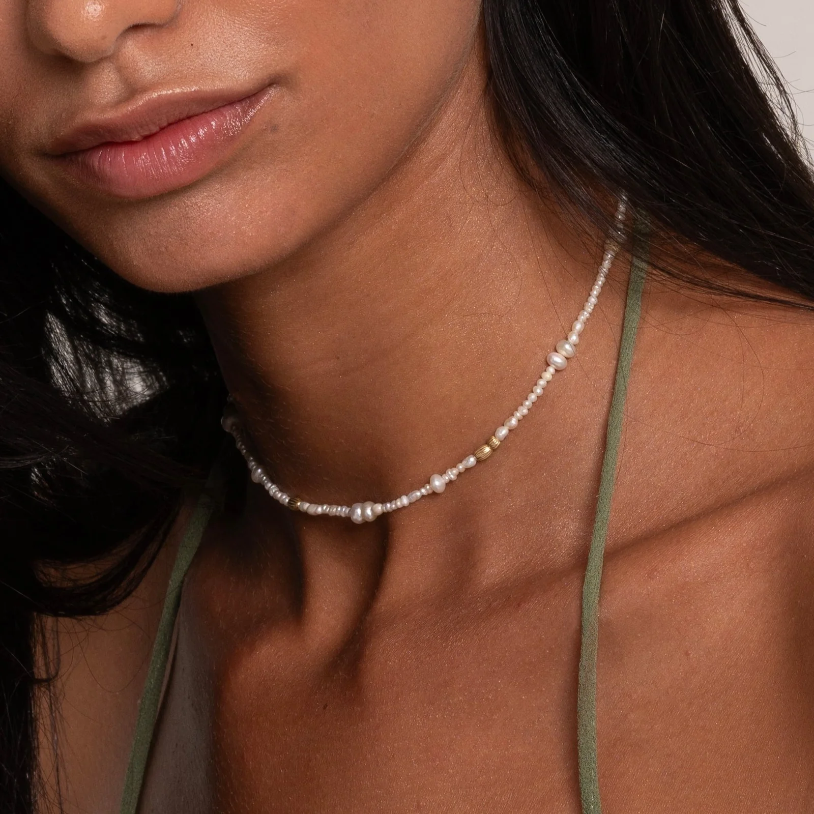 Extra mixed pearl necklace